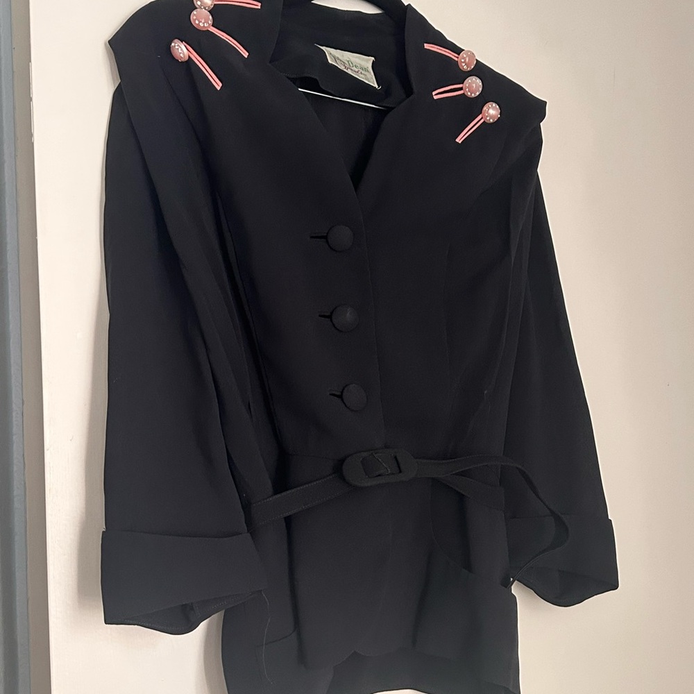 Chic Black Blazer with Pink Details